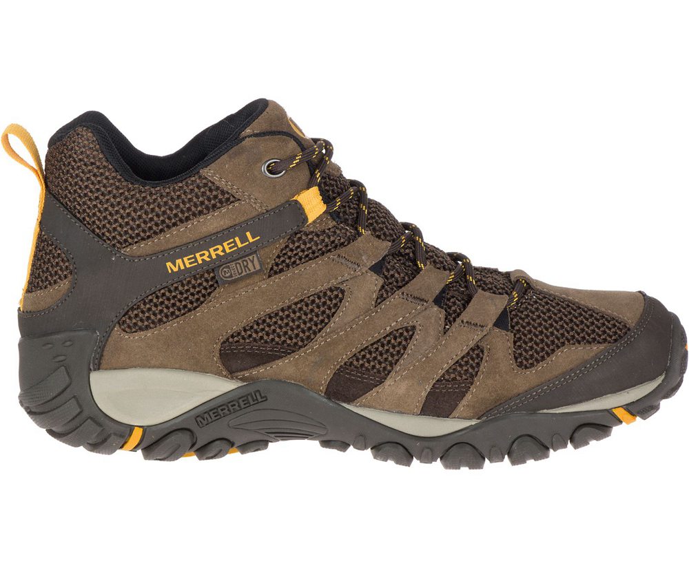 Merrell Hiking Boots Brown - Alverstone Mid Waterproof Wide Width - Mens 36BDMXUIK
